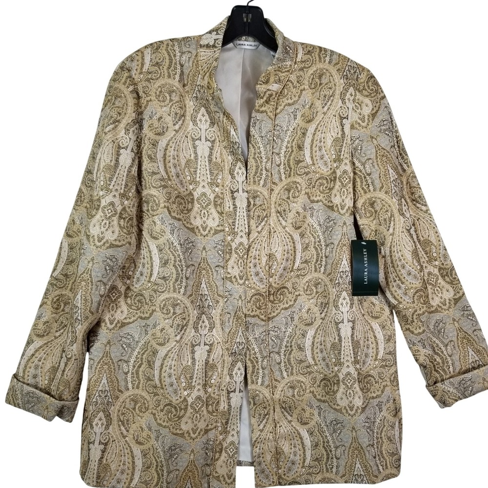 Laura Ashley Womens XL Gold Medallion Paisley Jacket Blazer Event LA4915 NWT